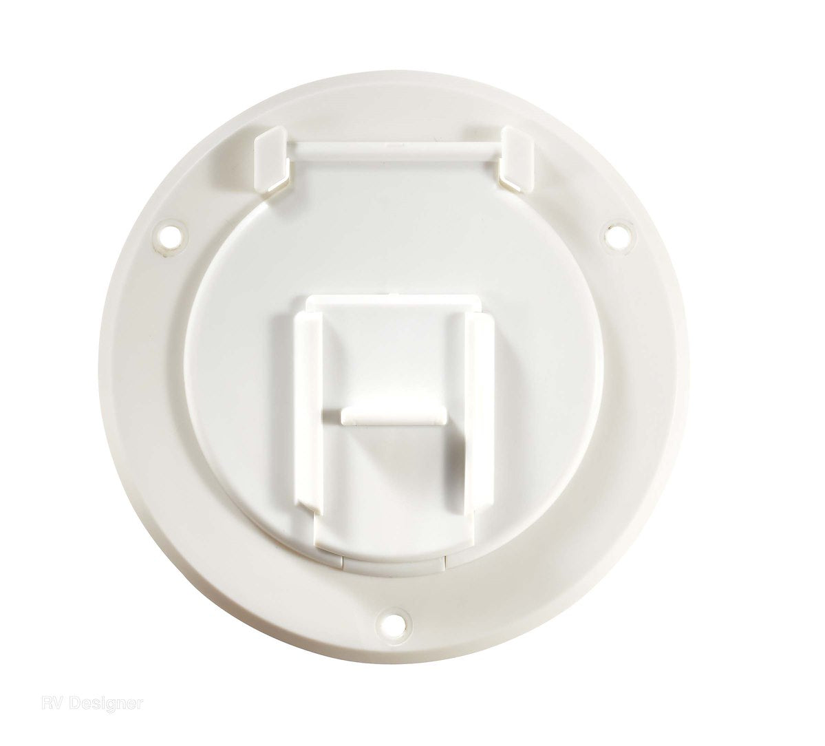 RV Designer Electrical Cord Hatch, For Use With Up To 30 amp Cords, 4.3 in x 2.3 in Overall Dimensions, 2.8 in Cut Out Dimension - B120