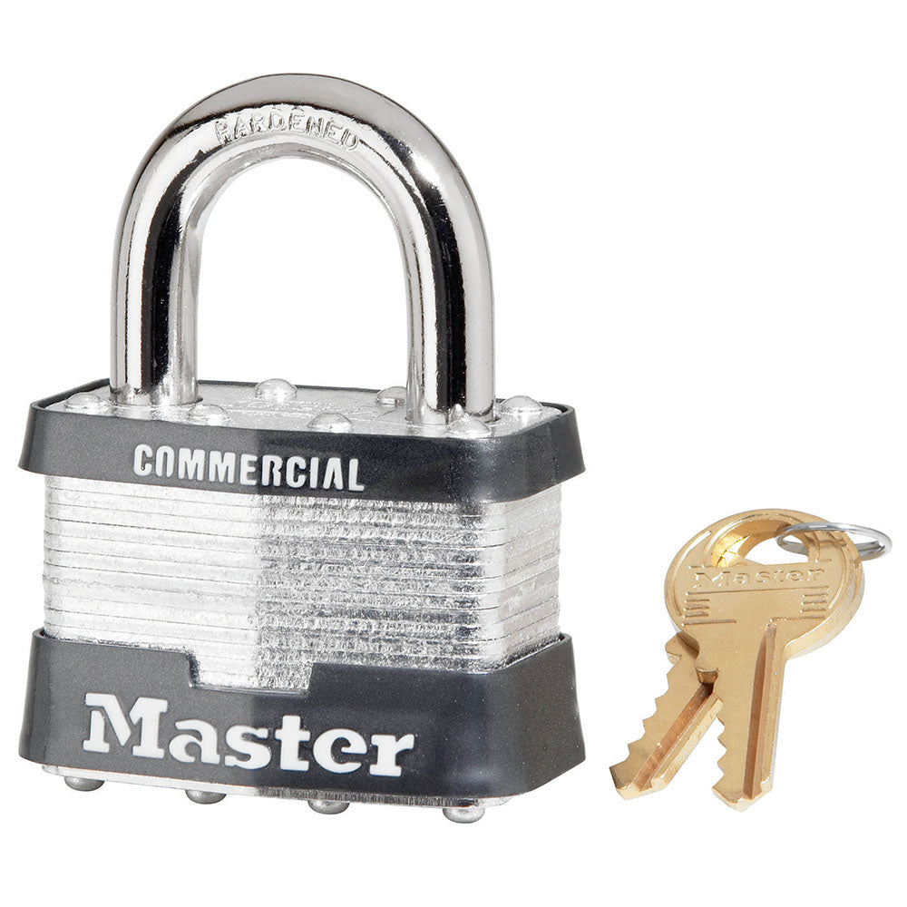 Master Lock Starter Sentry Padlock, 3/8 in Diameter Shackle/2 in Wide Body, 1 in Height x 15/16 in Width Shackle Clearance, Black/Gray - 5KAA4332