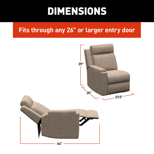 Lippert Chair, Heritage Theater Series, 27-1/2 in Width x 35 in Depth x 39 in Height Overall, 64 in Reclining Depth - 2024044111