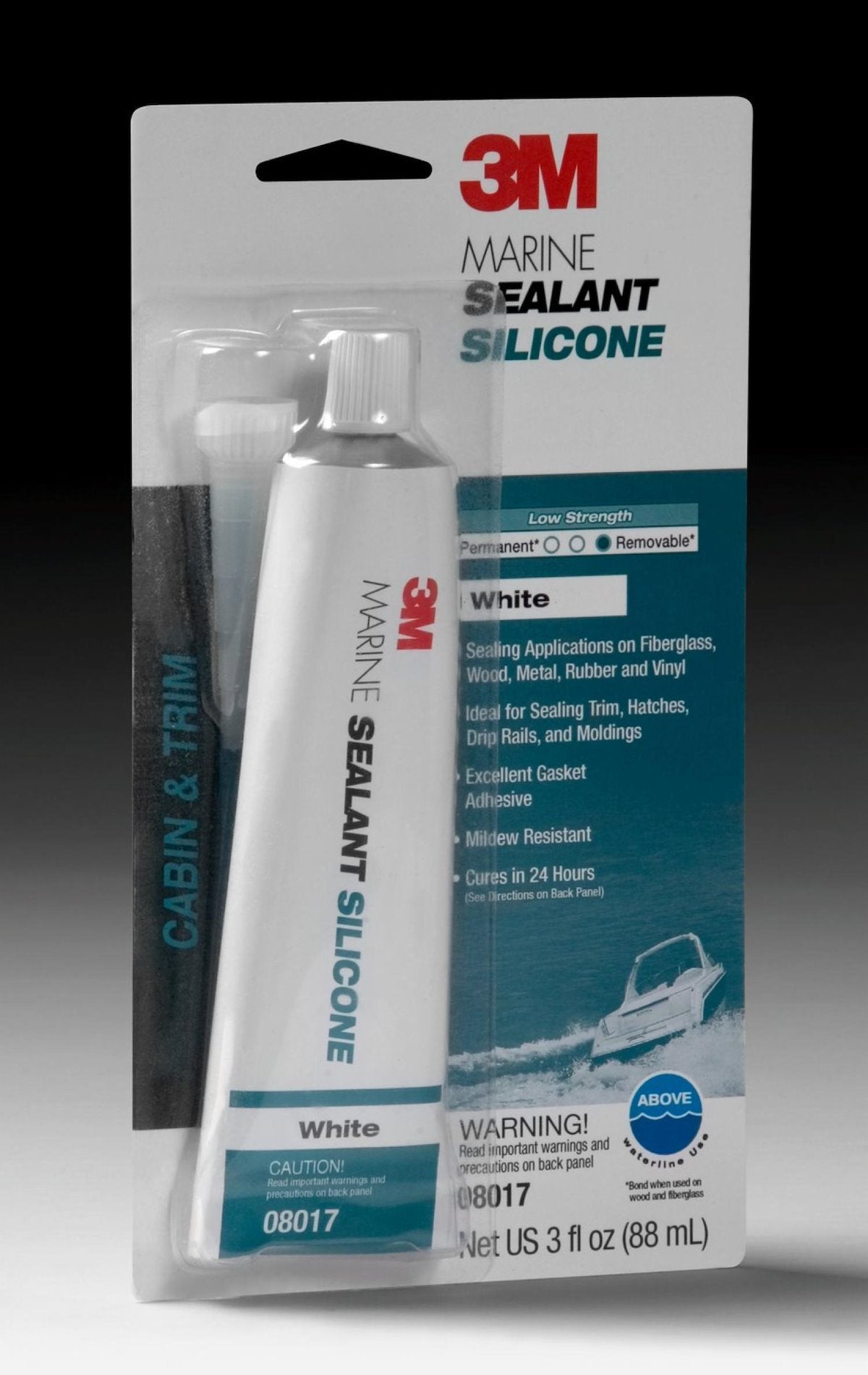 3M Adhesive Sealant, 3 oz Tube, White, 5 To 10 Minutes Tack Free Time - 08017