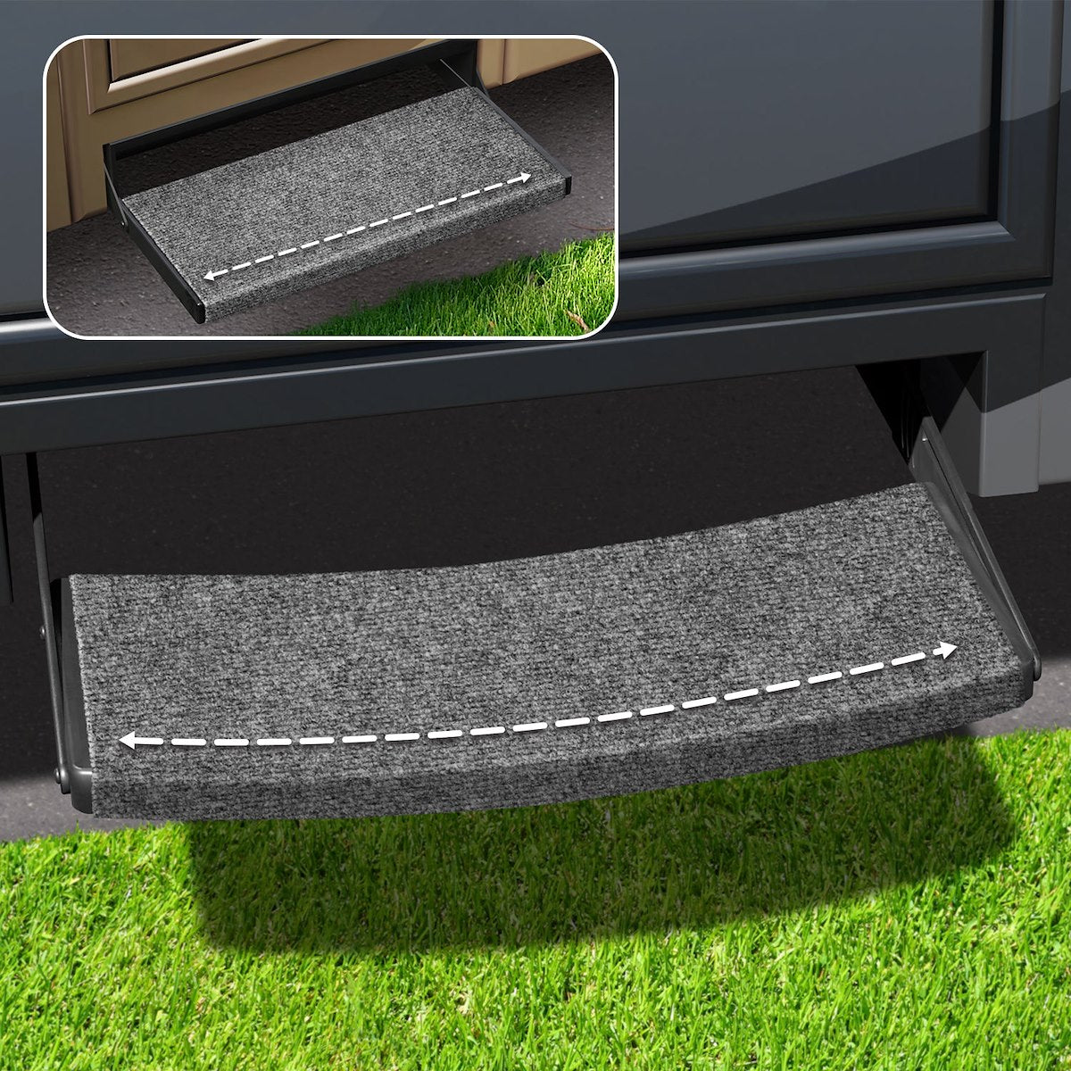Prestofit Entry Step Rug, Fits Curved And Straight 24 in Width Steps, 22 in Width - 2-0393