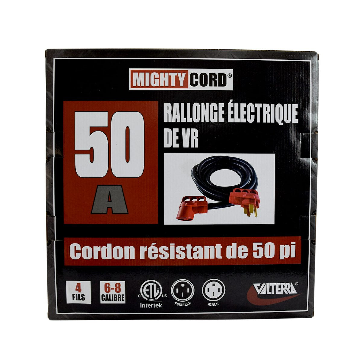 Valterra Power Cord, 50 amp, 50 ft Length, Male 4-Prong Plug And Female 4-Prong Plug - A10-5050EH