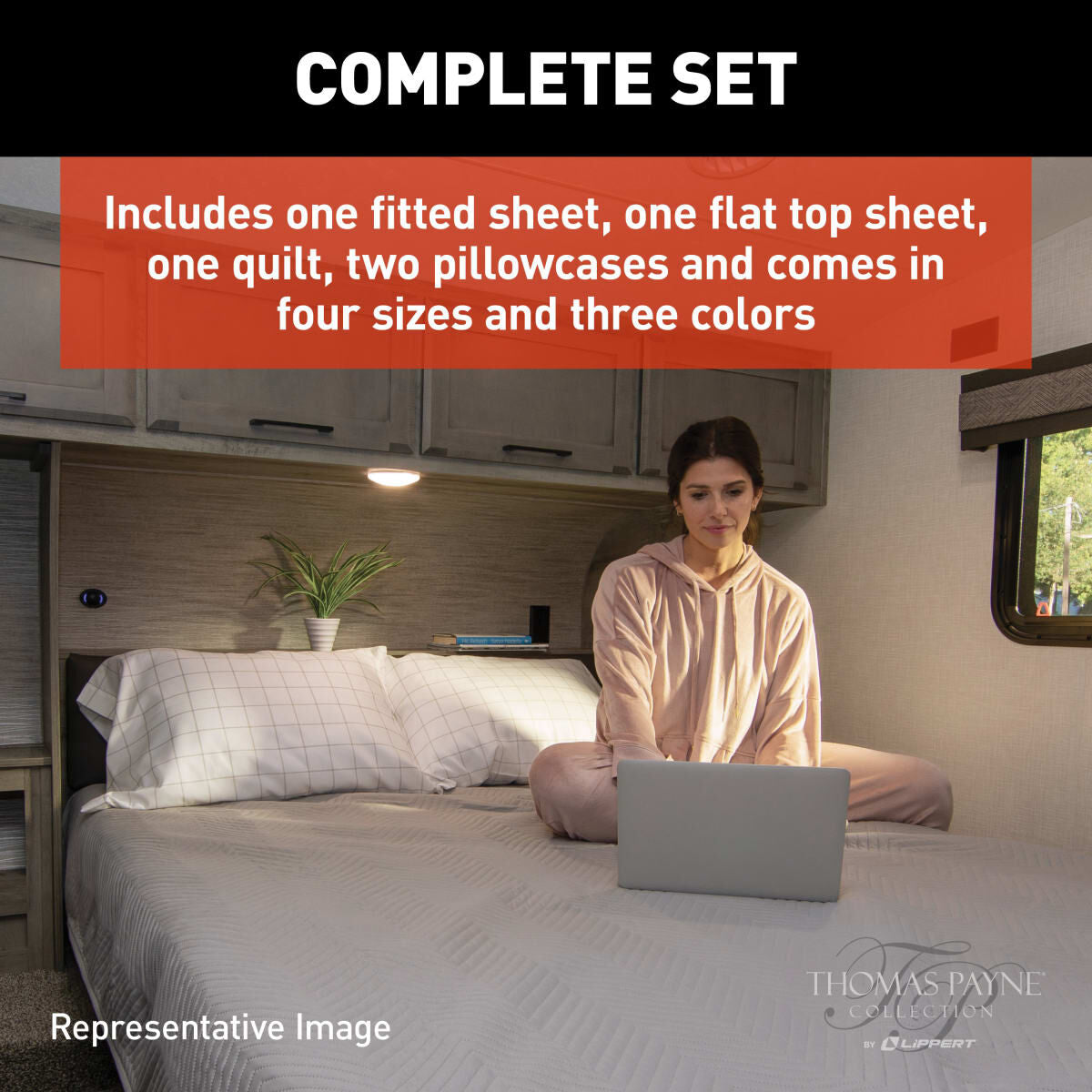Lippert Bed Sheet, Easy Zzzs  Series, Gray Checkered - 2022107819