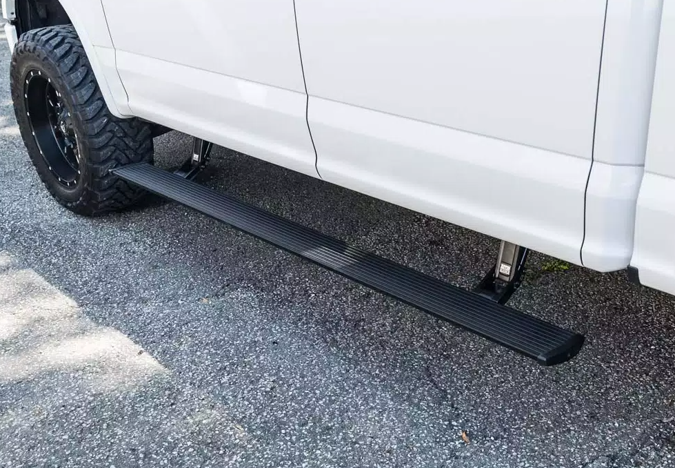 AMP Research Running Board, Textured Powder Coated, Black, Die Cast Aluminum - 76234-01A