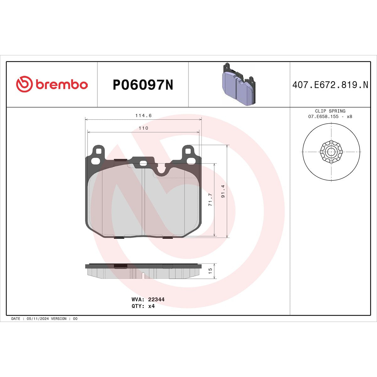 Brembo Brake Pads P06097N product image 5