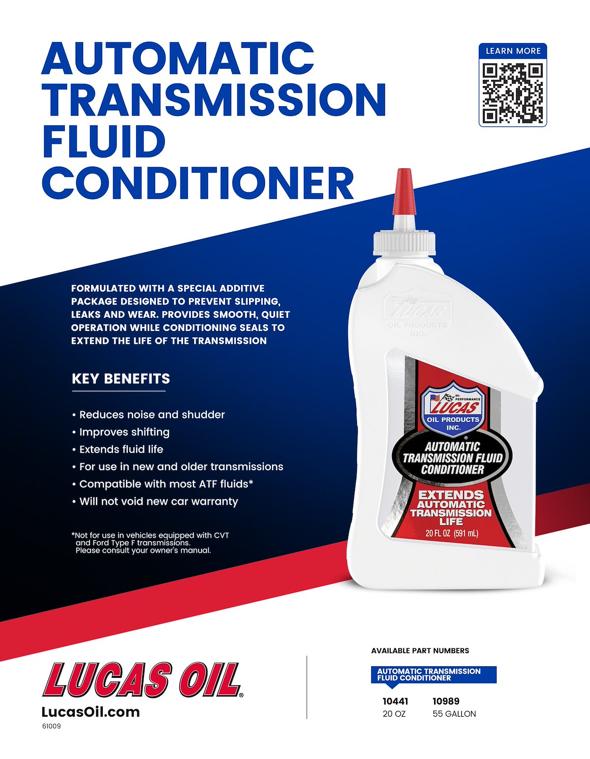 Lucas Oil Auto Trans Fluid Additive, 20 oz Can - 10441
