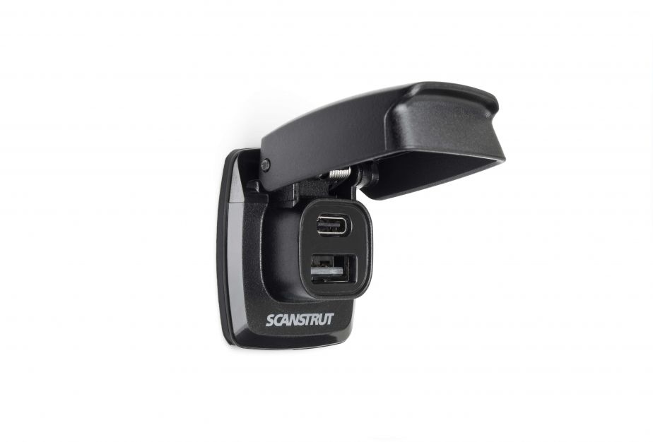 Scanstrut USB Outlet, 1 USB-A/1 USB-C Fast Charge Socket, 10 To 32 V DC Input Voltage(12/24 V System), 6 Ampere Input Current - SC-USB-F1