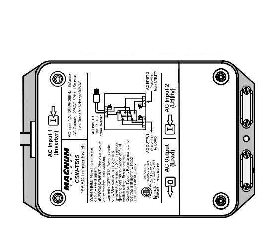 Magnum Energy Power Transfer Switch, 120 V AC, 15 amp - CSW-TS15