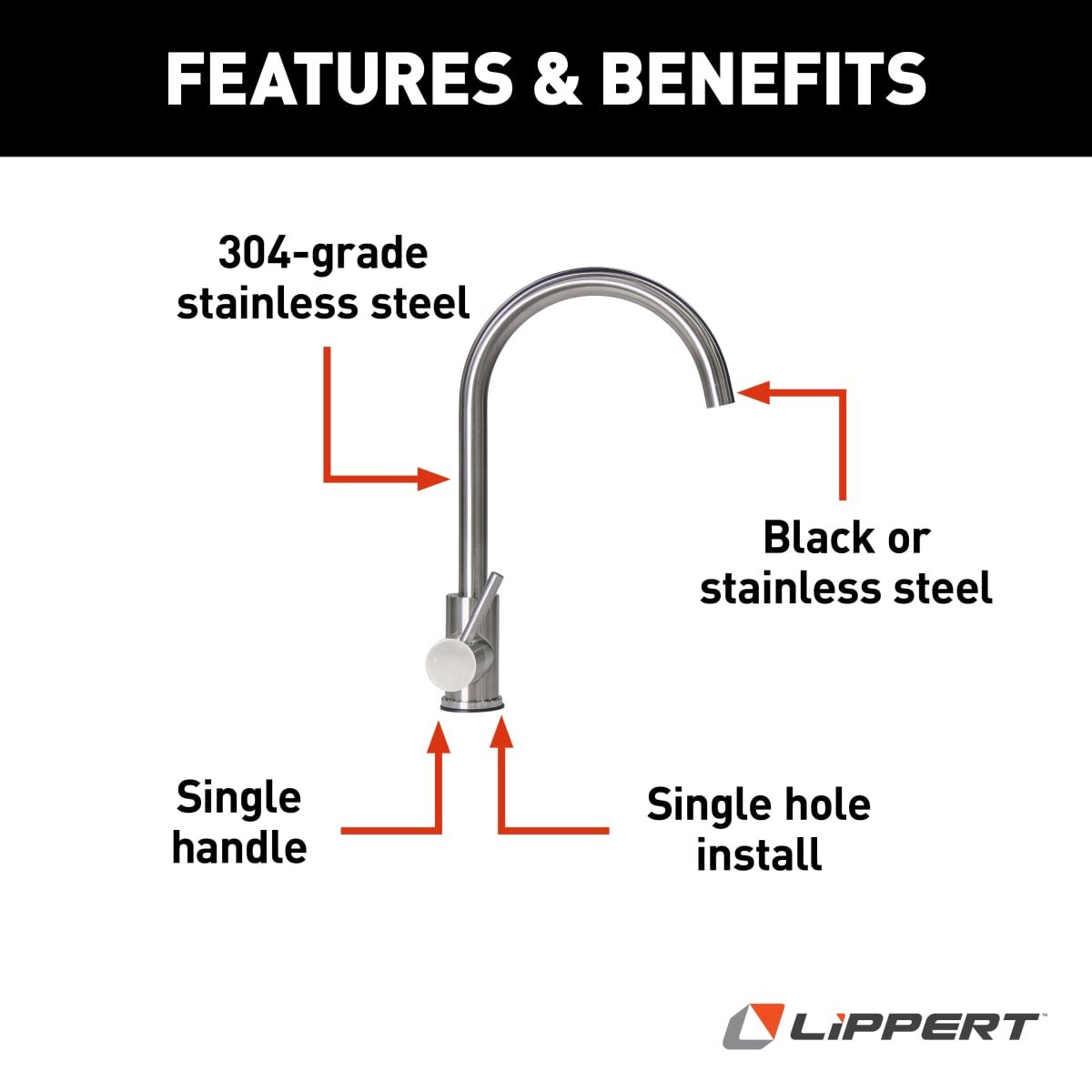 Lippert Faucet, Stainless Steel - 719324