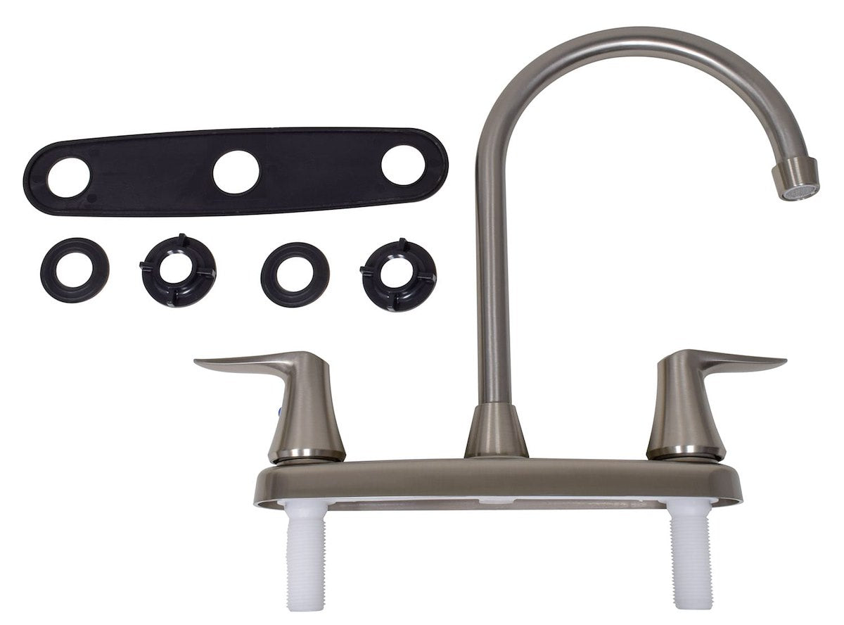 Phoenix Products Faucet, 9 in Hi-Arc Spout, 2 Brushed Nickel Plated Lever Handles, 2 Hole Application - PF221403