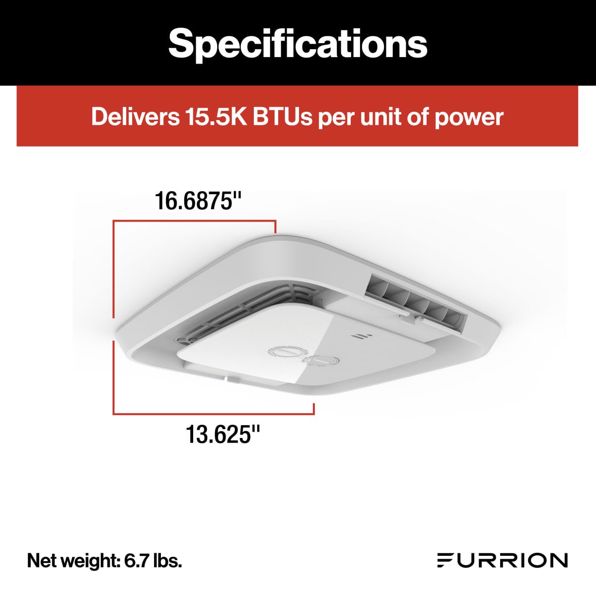 Furrion Air Conditioner Ceiling Assembly, White, Fits 14 in x 14 in Vent Opening - FACT11MA-PS