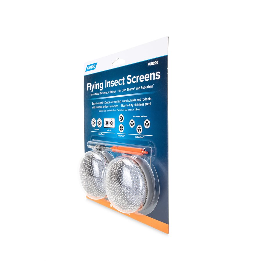 Camco Bug Screen - RV Appliance, 2-7/8 in Diameter x 1-5/16 in Depth, Stainless Steel, Pack Of 2 - 42141