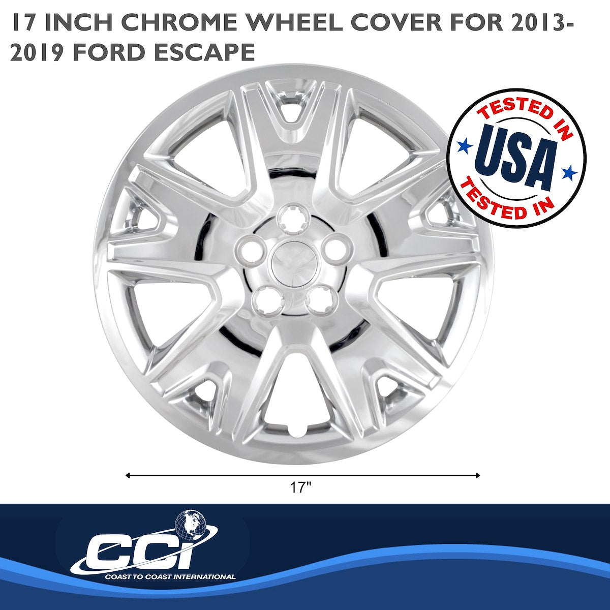 Coast2Coast Wheel Cover, 17 in, 5 Split Spoke, Chrome Plated, Set Of 4 - IWC47117C