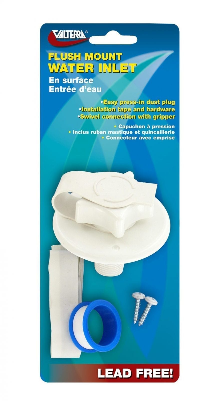 Valterra Fresh Water Inlet, 1/2 in Male Pipe Thread Inside Connection, 2-3/4 in Flange, 2-3/4 in Overall Diameter - A01-0168VP