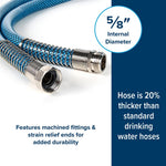 Camco Fresh Water Hose, 5/8 in Internal Diameter, 10 ft Length, 100 PSI Working Pressure - 22823