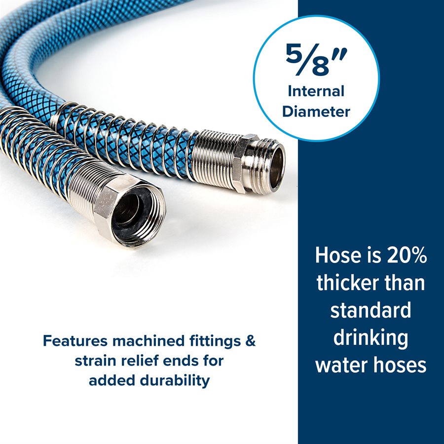 Camco Fresh Water Hose, 5/8 in Internal Diameter, 10 ft Length, 100 PSI Working Pressure - 22823
