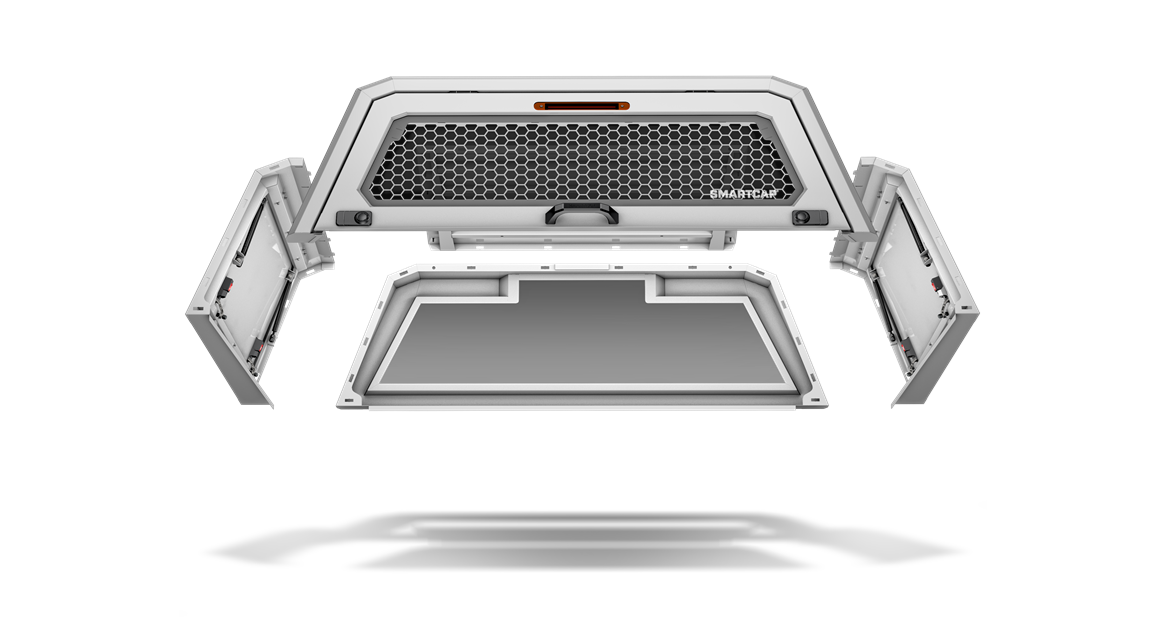 SmartCap Truck Cap, Holds Up To 330 lb When Moving And 770 lb When Parked, Gloss White, Stainless Steel - EC1313-WH