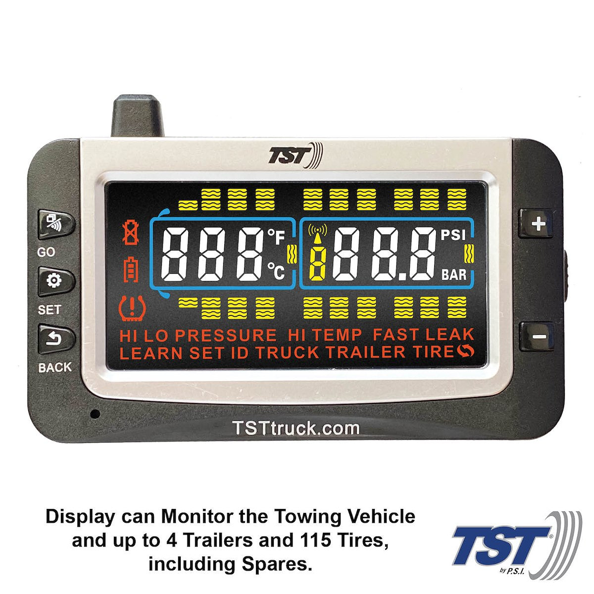 Truck System Technology Tire Pressure Monitoring System - TPMS, 507 Series, 4 Cap Sensors, 3-1/2 in TST Wide Screen Color Display - TST-507-RV-4-C