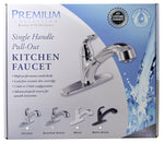 Phoenix Products Faucet, 10 in Pull Out Spout, 1 Hole Or 3 Hole Application, Ceramic Disc Valve - PF231441