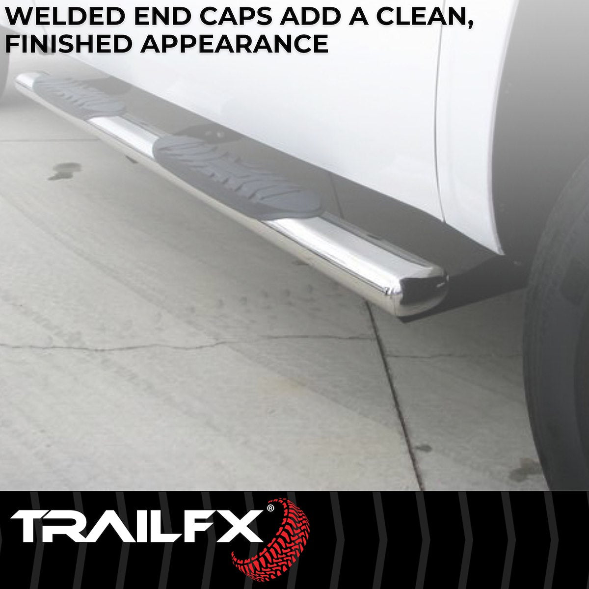 TrailFX Nerf Bar, TFX 4" Oval Tube Side Steps, 4 in Oval Straight, Stainless Steel - A1551S