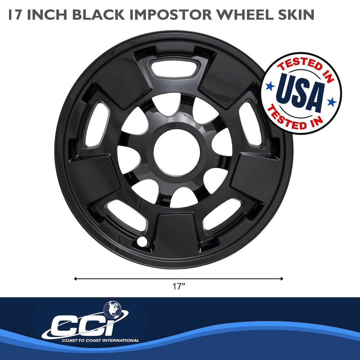 Coast2Coast Wheel Skin, 17 in, 5 Spokes, Gloss Black, Set Of 4 - IWCIMP411BLK