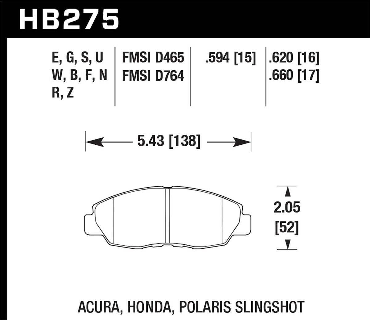 Hawk Performance Disc Brake Pads HB275F.620 product image 2