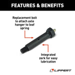Lippert Leaf Spring Shackle Bolt, 9/16 in x 3.24 in Length With 7/16 in - 20 Thread End, Black Phosphate and Oil - 126238