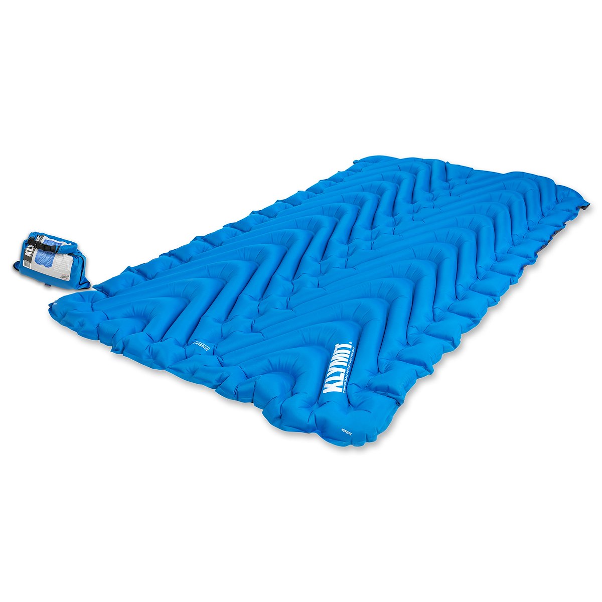 Klymit Sleeping Pad, 74 in Length x 47 in Width x 3 in Height Inflated Double, Blue, 75D Polyester Fabric - 06DVBL02E