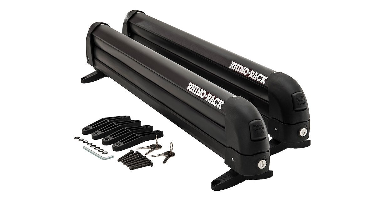 Rhino-Rack USA Ski Carrier - Roof Rack Kit, Carries Up To 6 Pairs Of Skis Or 4 Snowboards, With 2 Ski Carriers/4 Keys/Mounting Hardware - 576