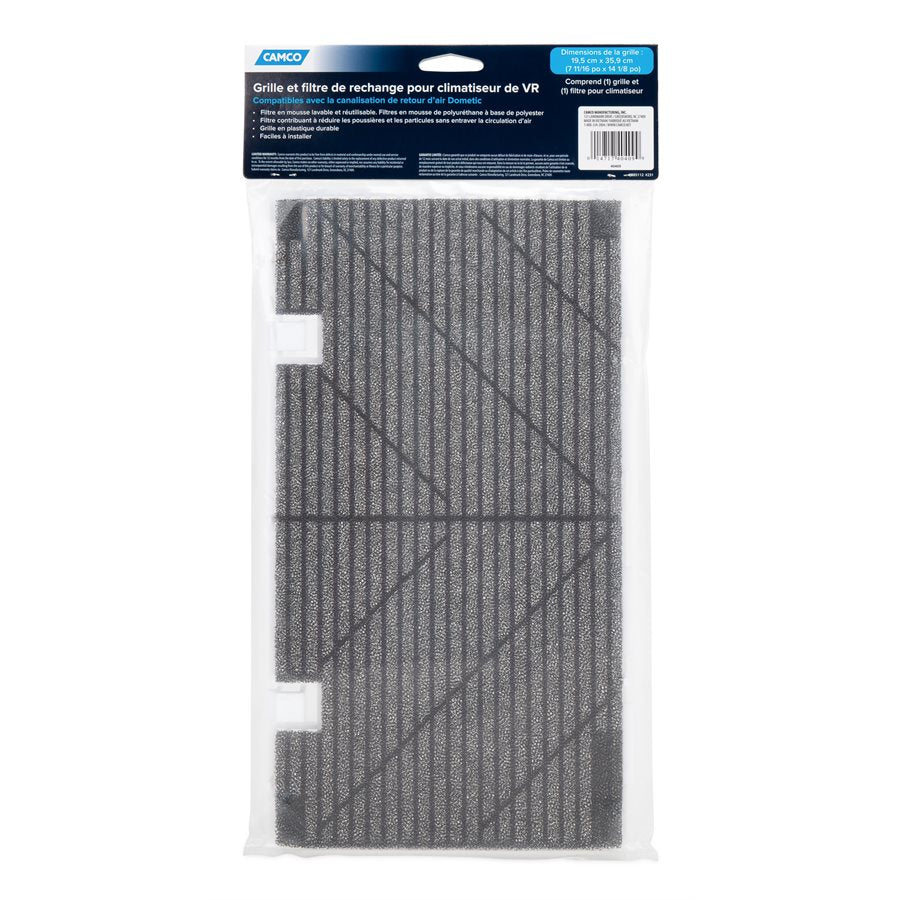Camco Air Conditioner Ceiling Assembly Grille, 14-1/8 in Length x 7-11/16 in Width, White, With 1 Grille And 1 Filter - 40409