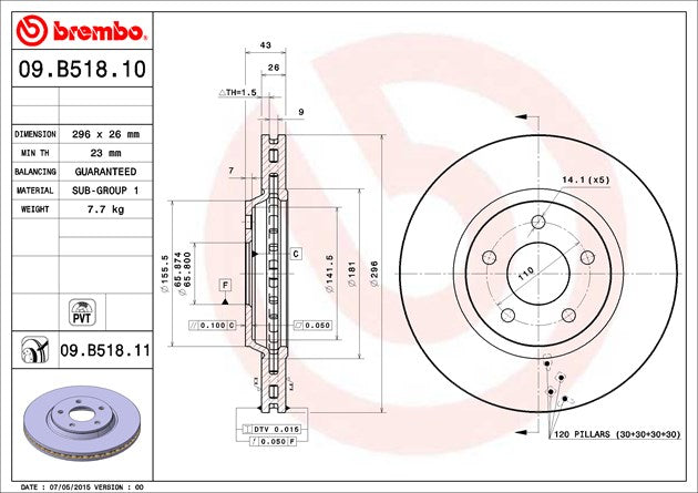 Brembo Brake Rotors 09B51811C02 product image 2