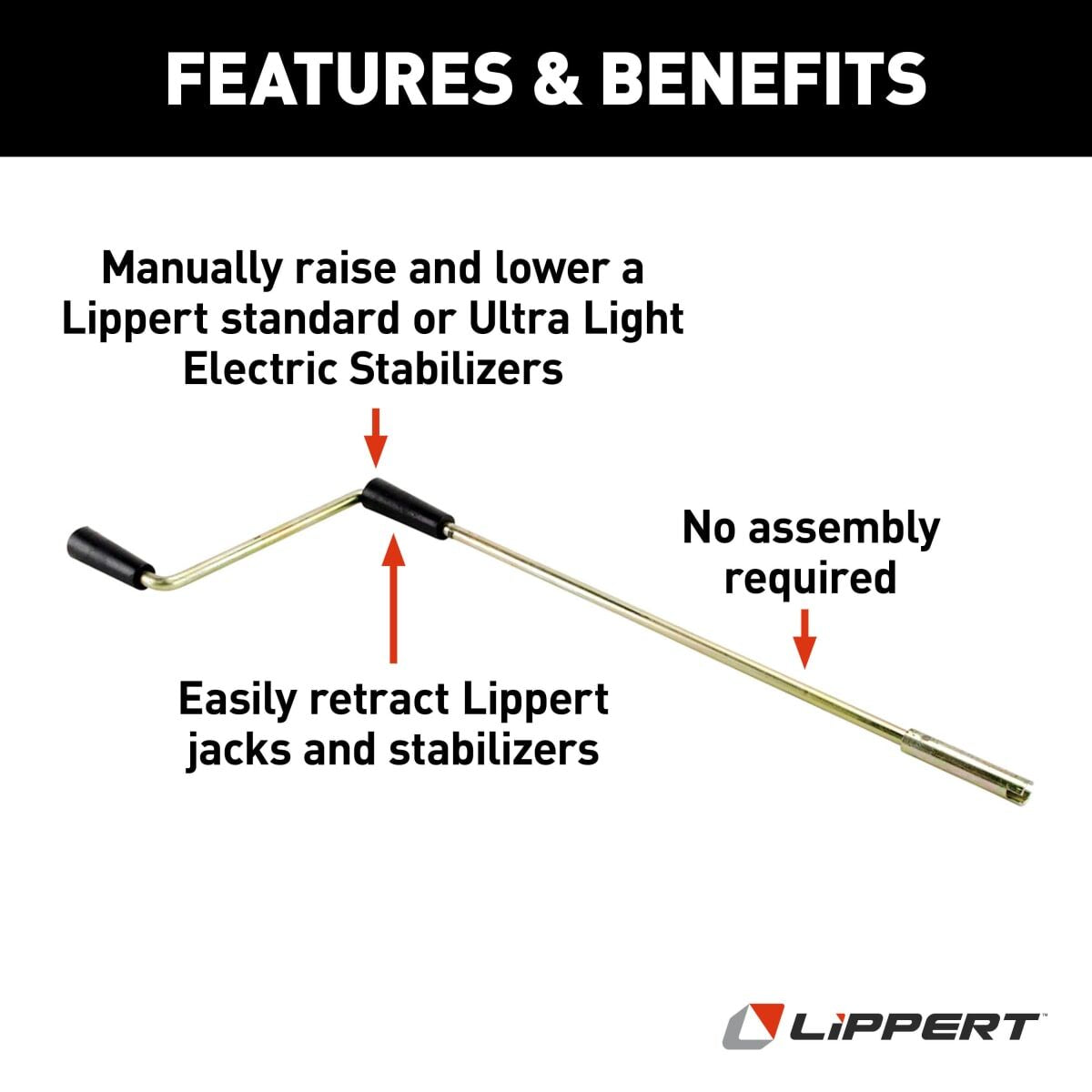Lippert Trailer Stabilizer Jack Stand Crank, Black - 119226
