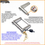 InfiniteRule Trailer Hitch Lock, Fits DEMCO EZ Latch 2 in Ball Coupler, Stainless Steel, With 2 Keys/1 Dust Cover - 61121-S