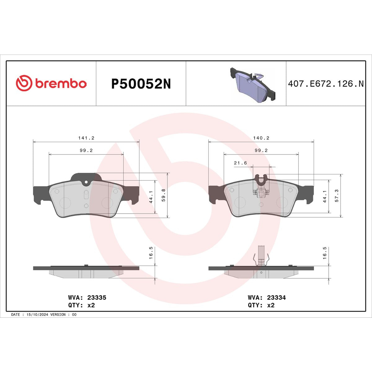 Brembo Brake Pads P50052N product image 7
