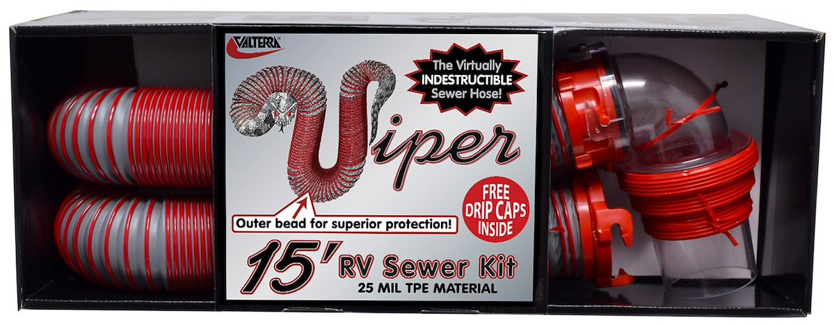 Valterra Sewer Hose, 15 ft Extended Length, 3 in Diameter, 25 Mil TPE Material - D04-0450