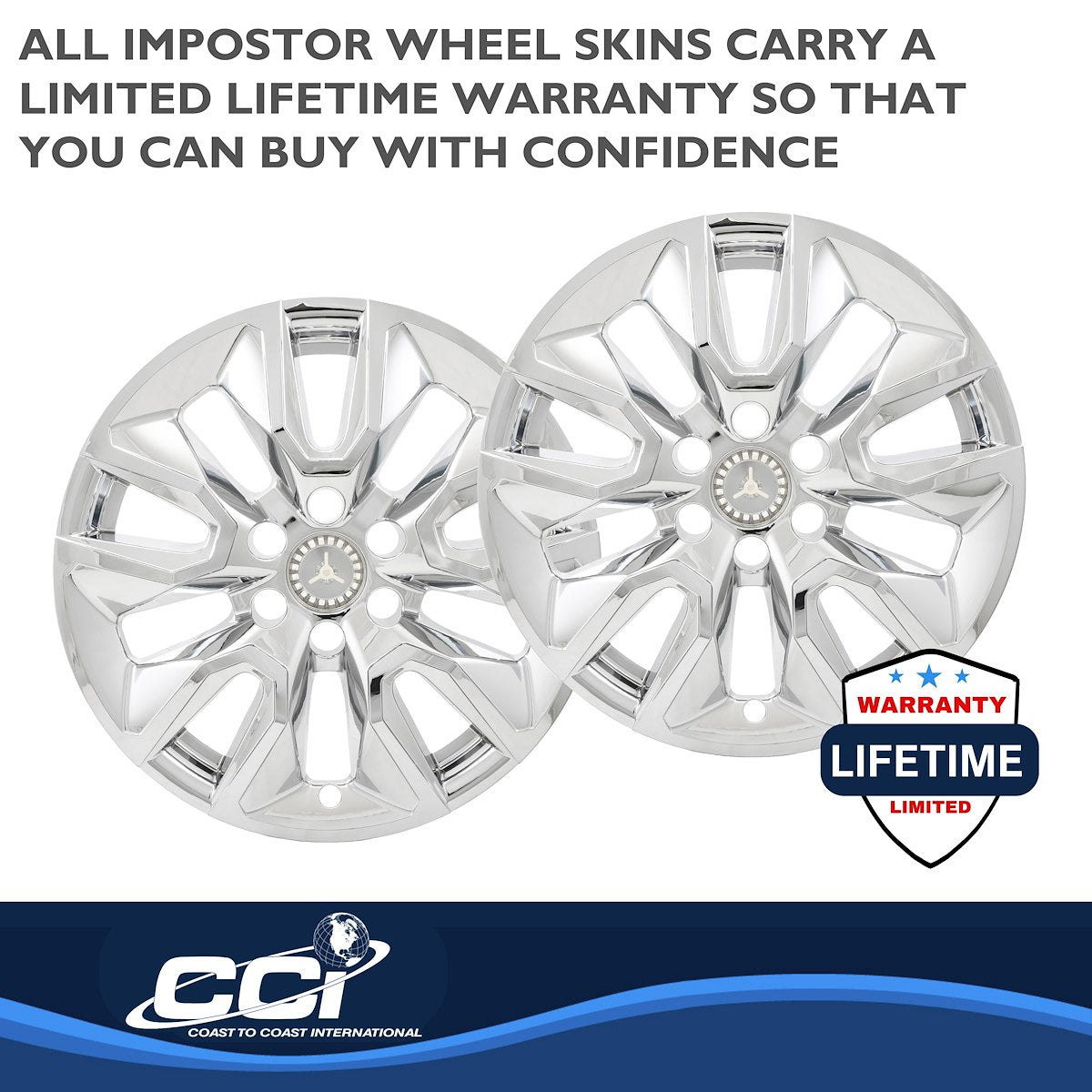 Coast2Coast Wheel Skin, 20 in, 5 Spokes, Chrome, Set Of 4 - IMP454X