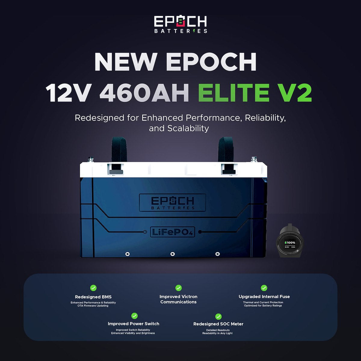 Epoch Battery, V2 Elite Series, Group 8D, 12.8 V - C12460A
