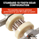 Lippert Slide Out Gear, 15 Teeth, Fits 2-1/2 in X 2-1/2 in Tubing - 324869
