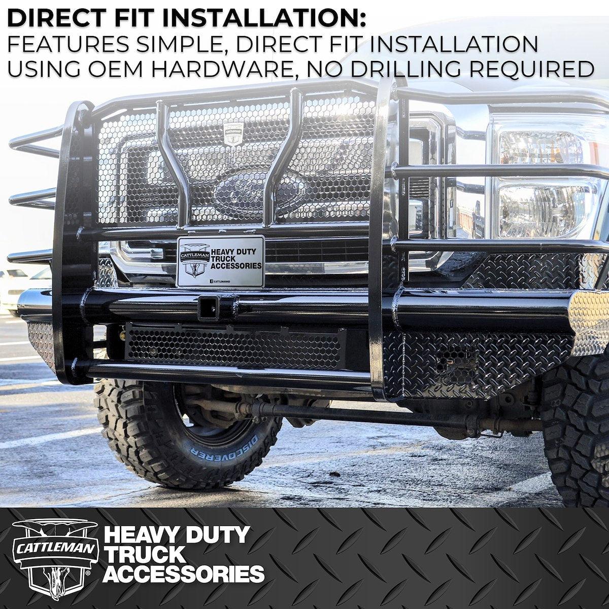 Cattleman HD Bumper, Glossy Powder Coated Black Steel - 2370PS