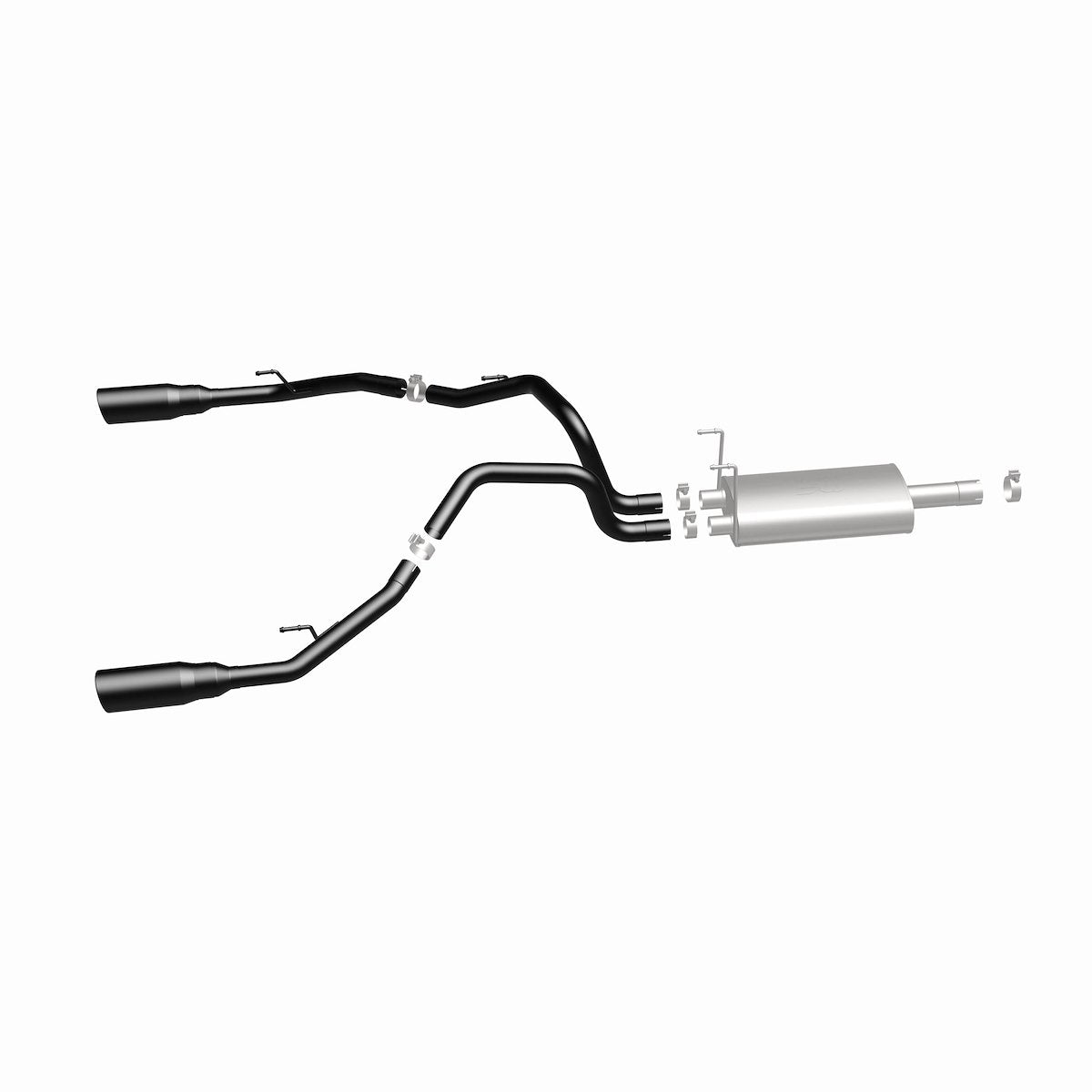 MagnaFlow Exhaust System Kit, Stainless Steel, 3 in Pipe Diameter, 5 in Black Stainless Steel Tips - 15363