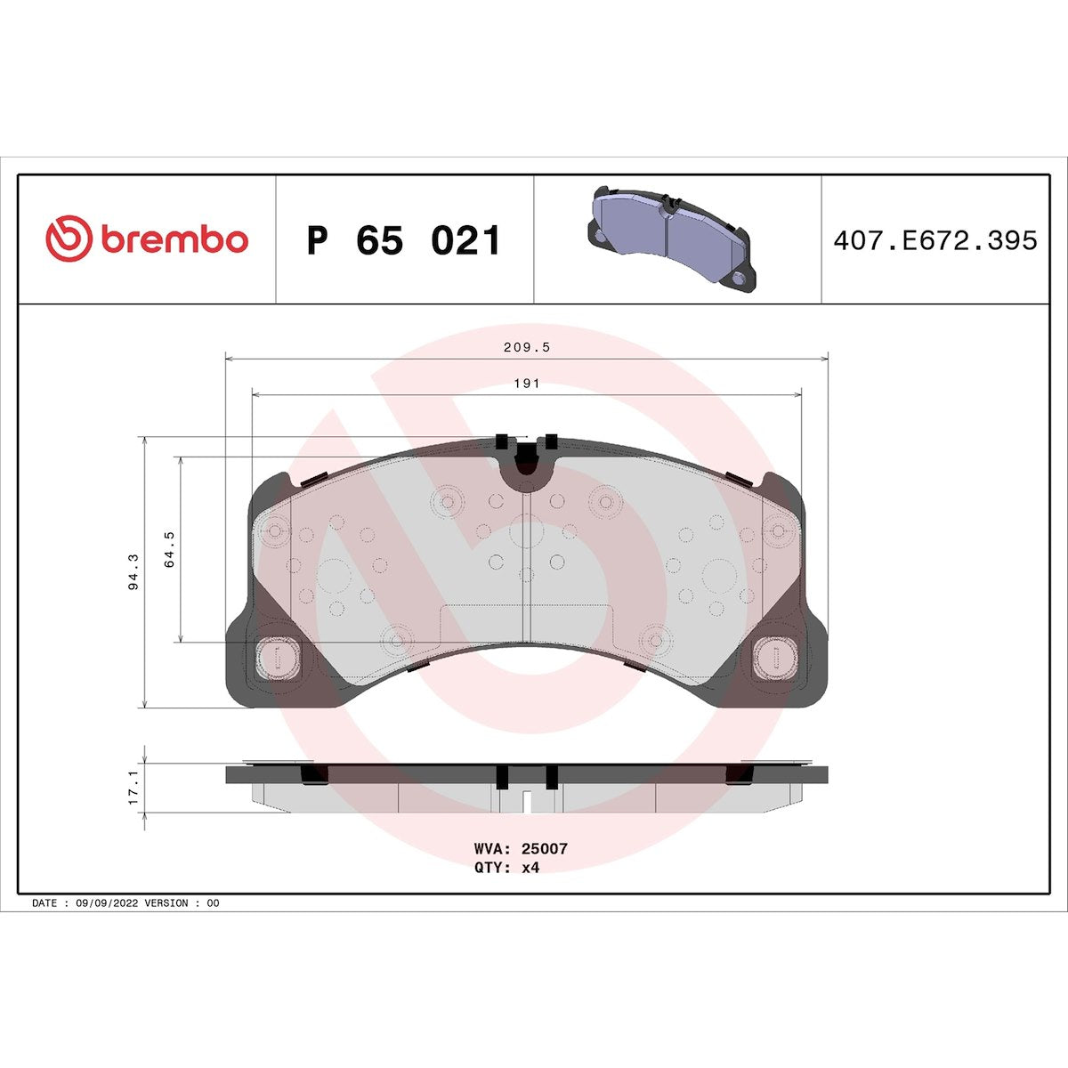 Brembo Brake Pads P65021 product image 3