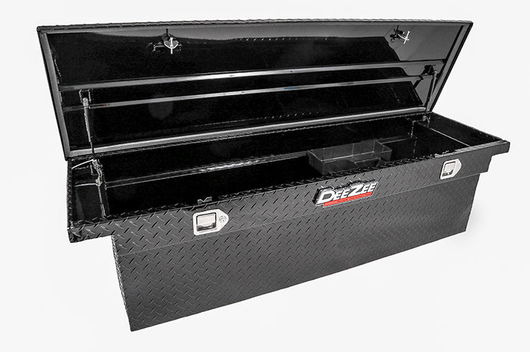 Dee Zee Tool Box, Red Label, Black Gloss Powder Coated Aluminum, 20 in Length x 69-3/4 in Width x 19-1/4 in Height - DZ8170DLB