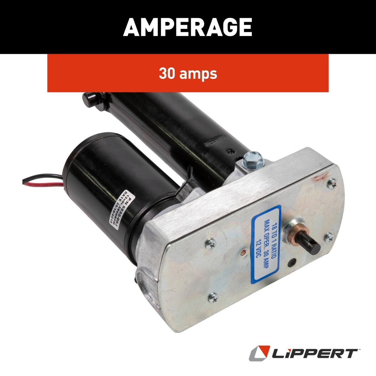 Lippert Slide Out Linear Actuator, 9500 RPM, 30 amp, 12 V DC - 168956