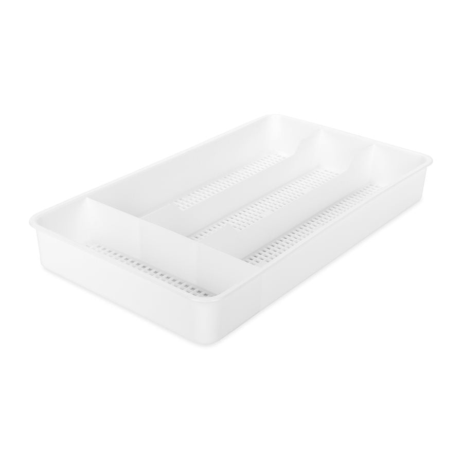 Camco Cutlery Tray, 7 in Width x 11 in Length, With 4 Compartments, White - 43508