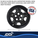 Coast2Coast Wheel Skin, 16 in, 5 Indented Spokes, Gloss Black, Set Of 4 - IWCIMP78BLK