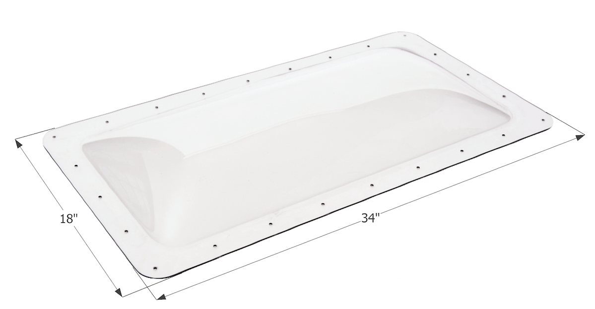 Icon Skylight, 4 in High Bubble Type Dome, For 30 in Length x 14 in Width Opening, 34 in Length x 18 in Width Flange - 01848