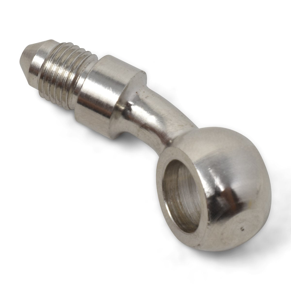Russell Automotive Banjo Fitting, -3 AN SAE End With 35 degree Bend, 10 Millimeter Bolt Hole, Aluminum - 640511