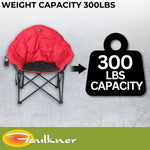 Faulkner Camping Chair, 300 lb Weight Capacity, Burgundy/Black, 3/4 in Steel Tubing With Polyester Padding/Polyester Fabric - 49579H