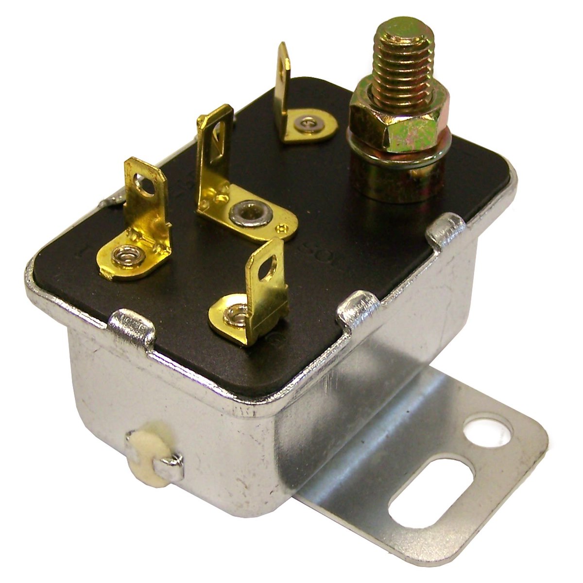 Crown Automotive Starter Relay, Black/Silver, 4 Spade Terminals And 1 Threaded Post - 33003934