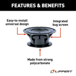 Lippert Sewer Vent, 360 Siphon, Black - 389380